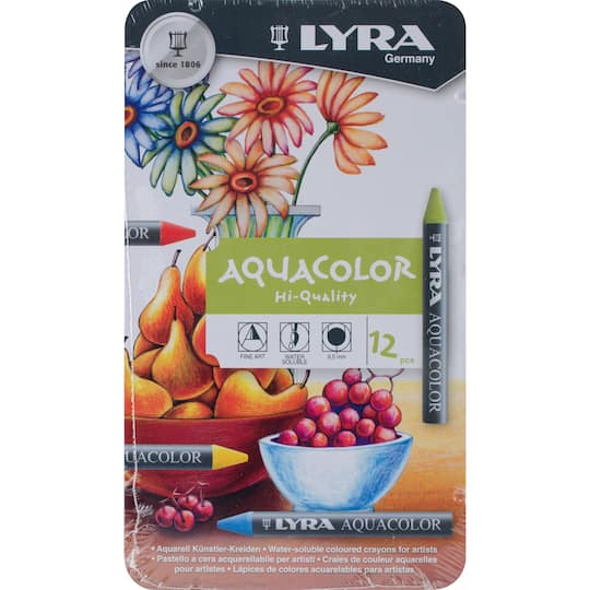 Lyra Aquacolor 12 Color Water-Soluble Crayons